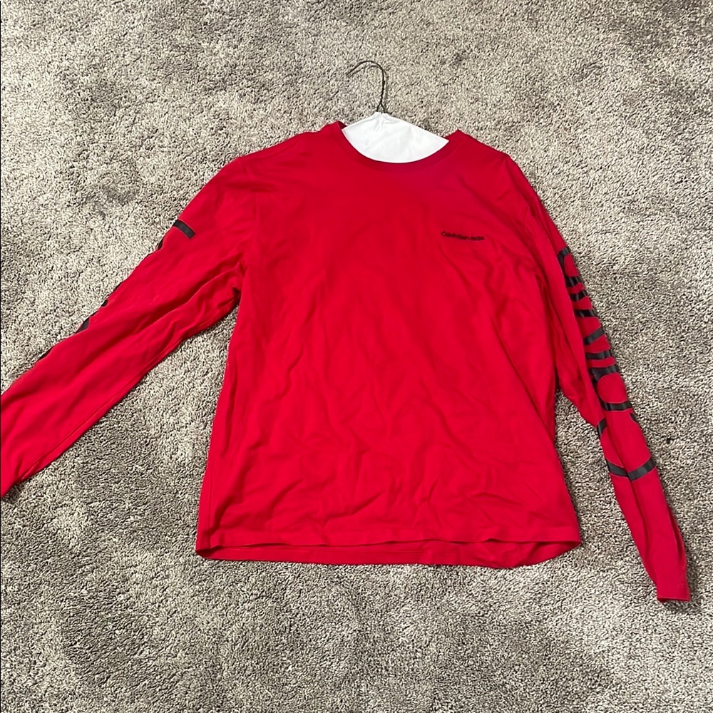 Calvin Klein Red Long Sleeve Men's Shirt
